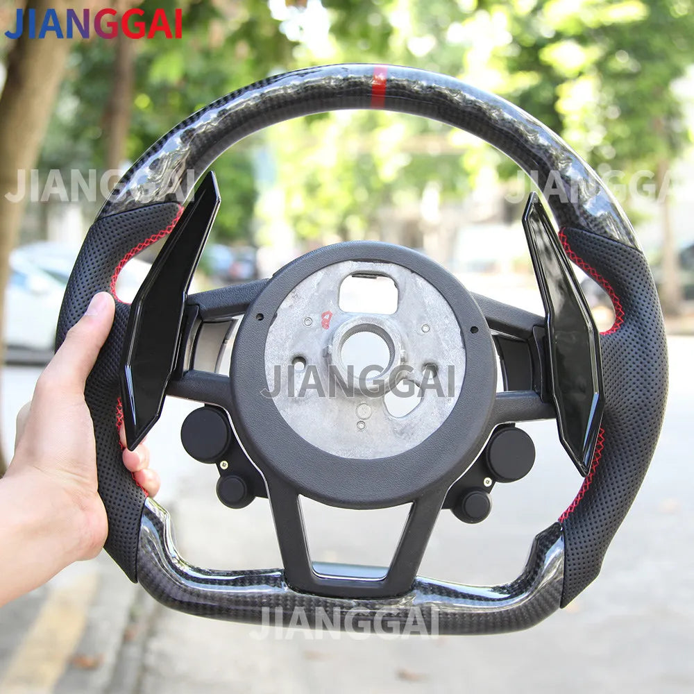 LuxRide™ Carbon Fiber Steering Wheel For Audi R8 TT TTS TTRS Steering Wheel Customized One Start Buttons Sport Wheel Assembly 2016-2023