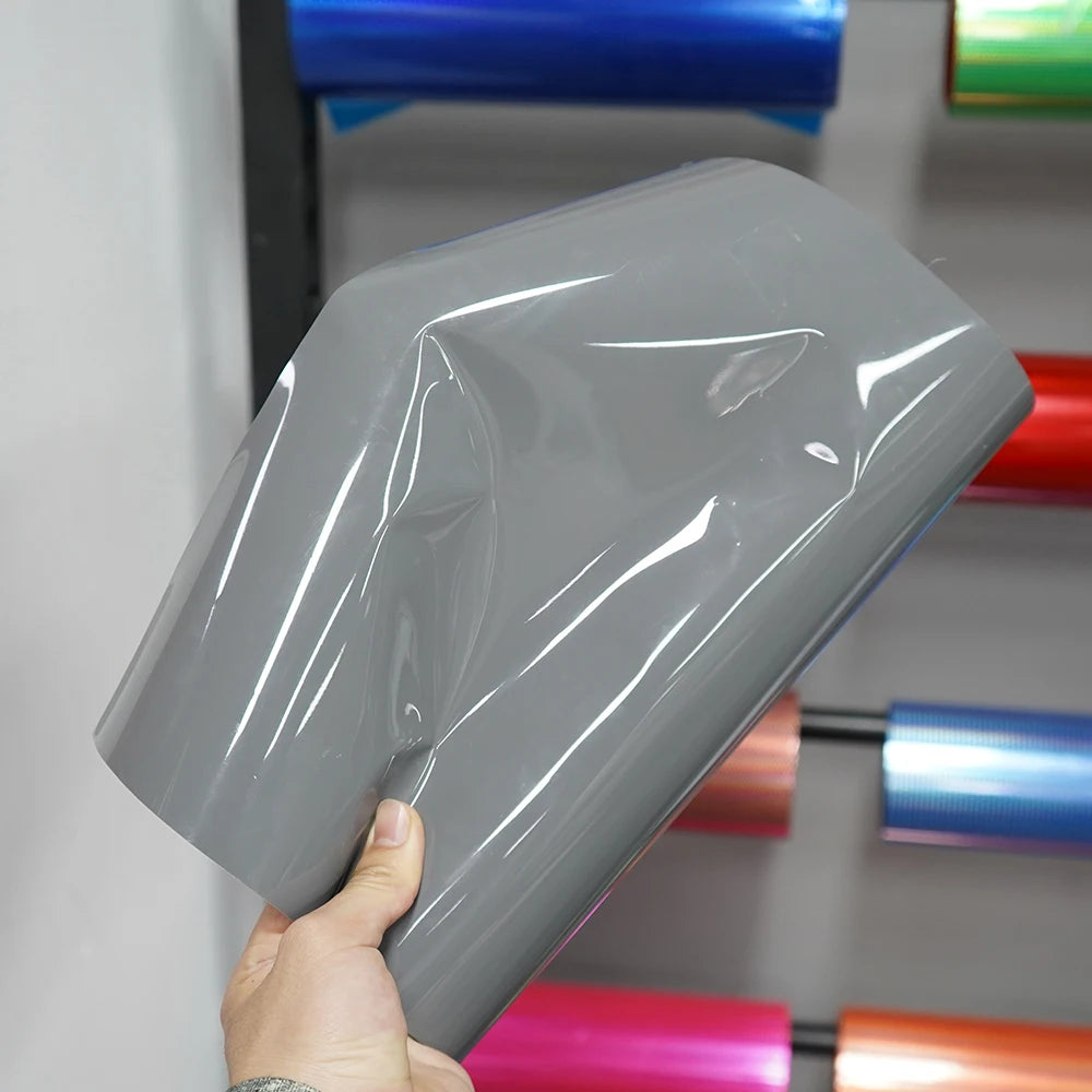 LuxRide™ Premium Gloss Nardo Grey Vinyl Wrap Film Roll Bubble Free Air Release Self Adhesive