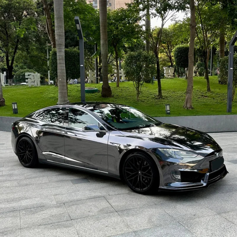 LuxRide™ Premium Black Mirror Chrome Vinyl Wrap Self Adhesive Decal Film Air Release