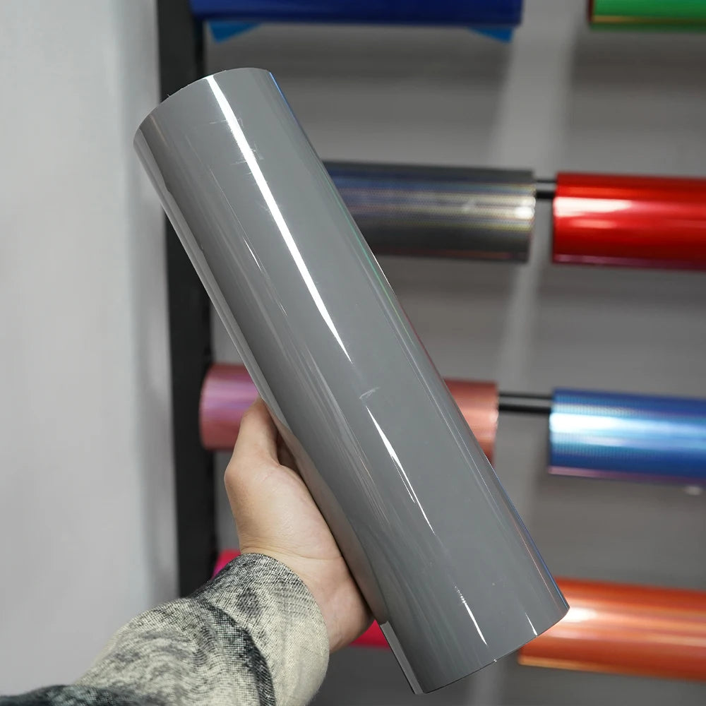 LuxRide™ Premium Gloss Nardo Grey Vinyl Wrap Film Roll Bubble Free Air Release Self Adhesive