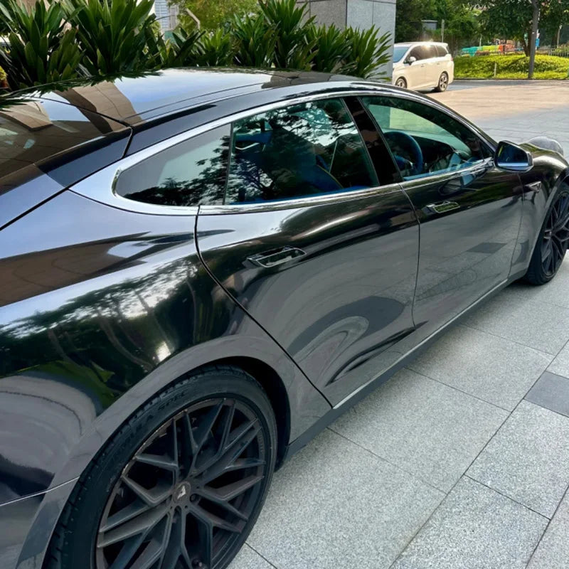 LuxRide™ Premium Black Mirror Chrome Vinyl Wrap Self Adhesive Decal Film Air Release