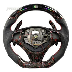 LuxRide™   Carbon Fiber Steering Wheel E90 E91 E92 E93 M3 3-Series 328i 330i 335d 1-Series 135i with LED Rpm